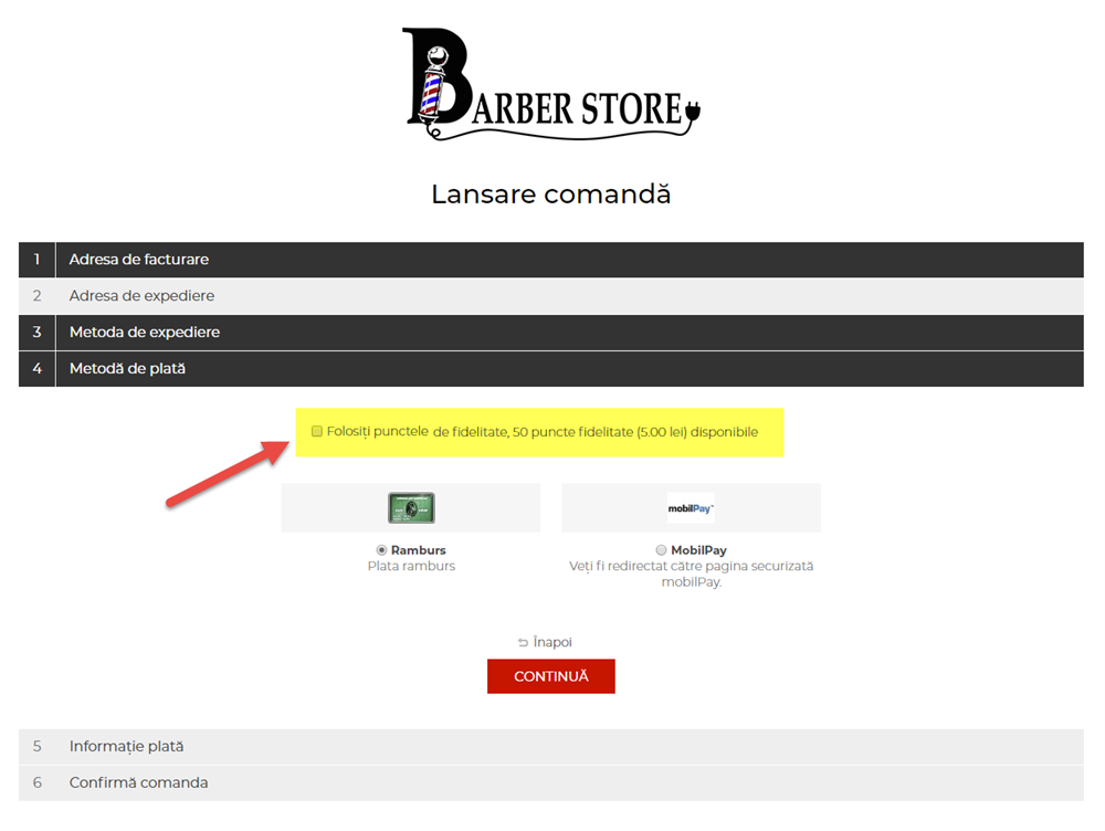 puncte fidelizate barber store utilizare