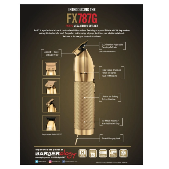 Masina contur profesionala BaByliss Skeleton FX7870 Gold