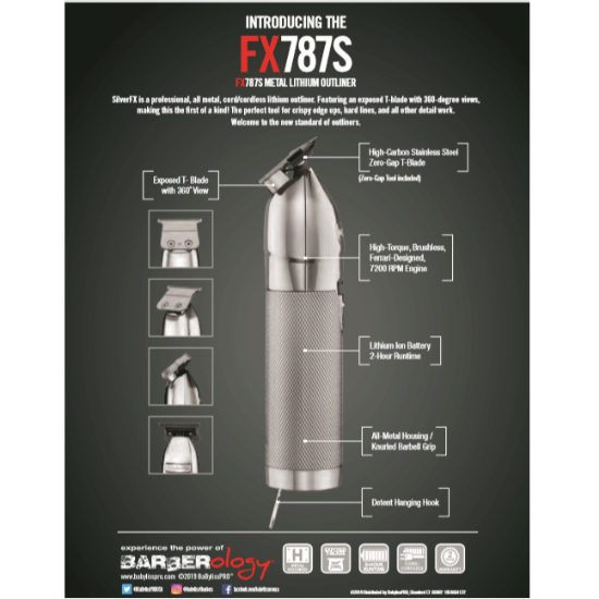 BaByliss Pro Silver FX787S Skeleton Cordless Trimmer