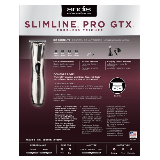 Masina de contur - ANDIS - Slim Line Pro D8 GTX  - fara fir - fabricat pentru Europa