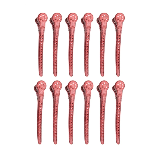 REVER  - Clipsuri pentru par large - Rosu - 12 buc