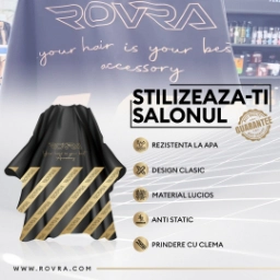 Pelerina ROVRA pentru coafor și frizerie NEGRU GOLD