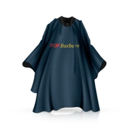 Pelerina - POP BARBERS - frizerie/coafor - Guler Neopren - Inchidere capse - Logo fata