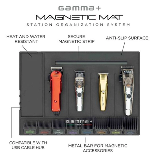 Covor magnetic - GAMMA+ - pentru ustensile si masini de tuns -  Negru