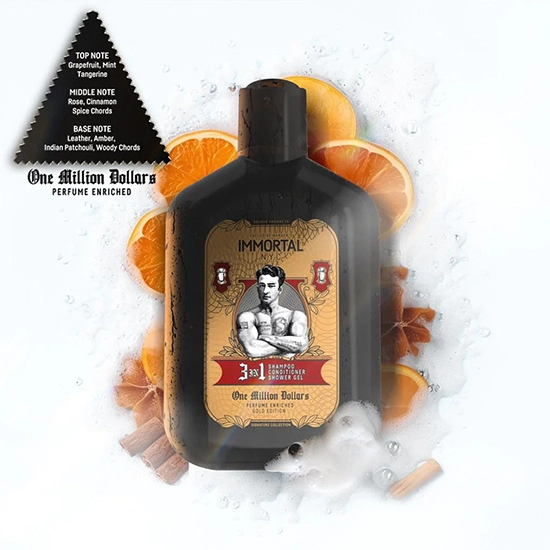 Sampon pentru par 3 in 1 (sampon,balsam,gel de dus) - IMMORTAL - One million Dollars- 500 ml