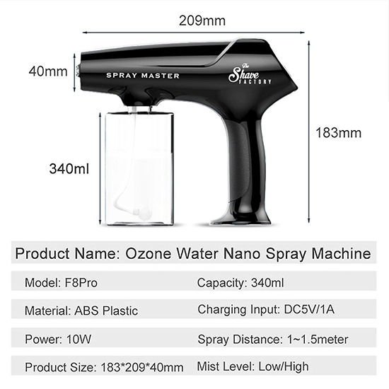 Pulverizator frizerie electric - SHAVE FACTORY - Negru - 340 ml