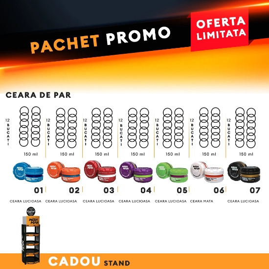 NISH MAN - Pachet promo - Ceara de par - 12 buc + Stand Cadou