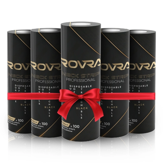 Imagine Pachet promo - Gulere de hartie Rovra pentru frizerie - Negre - set 5 role - 6 buc