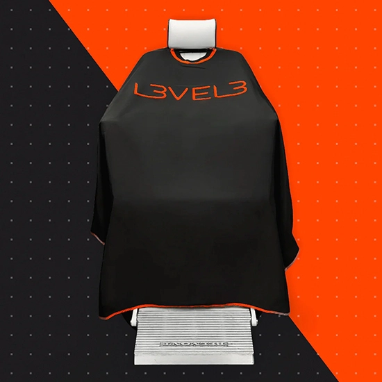 Imagine Pelerina frizerie/coafor - L3VEL3  - guler neopren -  negru cu tiv rosu
