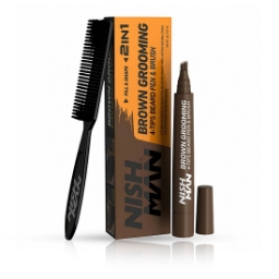 Marker contur barba + perie fade - NISHMAN - Saten inchis