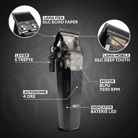 Masina de tuns - MRD - Cyborg - Negru - 7.200 RPM - HC-666
