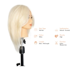 Cap de manechin  EXALTO - ADELE - par 100% natural - 1027 - blond alb