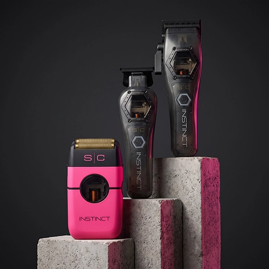 Set STYELCRAFT INSTINCT -  Metal Edition - Masina de tuns + Masina de contur - fara fir  + Shaver Roz 